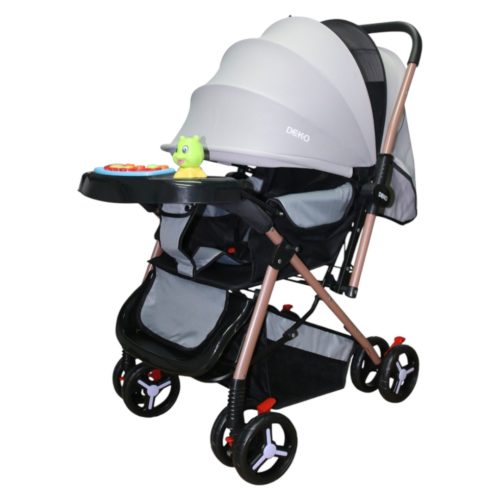 CARRINHO DE BEBE CINZA COM PRETO 601-1