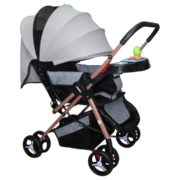 CARRINHO DE BEBE CINZA COM PRETO 601-1