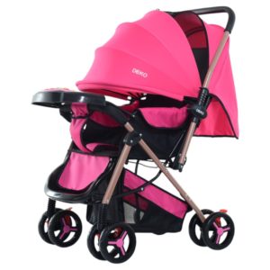 CARRINHO DE BEBE ROSA COM PRETO 601-1