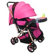 CARRINHO DE BEBE ROSA COM PRETO 601-1