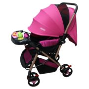 CARRINHO DE BEBE ROSA COM PRETO 601-1