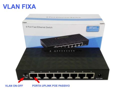 Switch 8 Portas Fast Ethernet Com Vlan Fixa Sf800 Re118 Deko